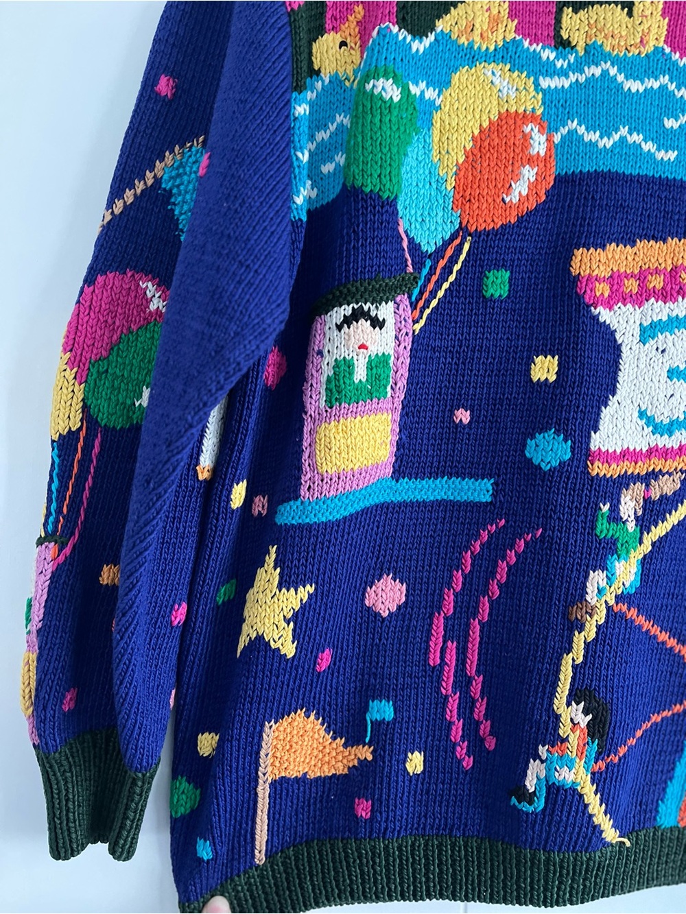 Vintage 1989 Berek Sweater Hand Knitted Carnival Circus Size Medium - Picture 3 of 16